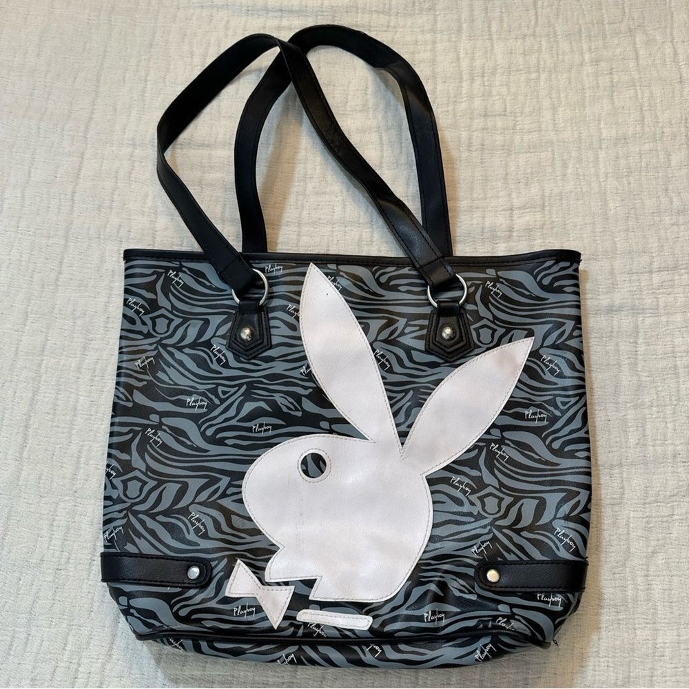 Vintage Y2K Playboy Bunny Handbag Purse Tote Bag Pink, Black All Over Print Rare